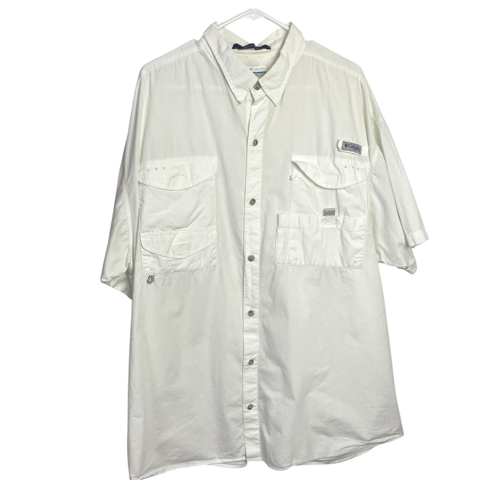 Columbia PFG‎ Bonehead Shirt Mens XXL White Short Sleeve Vented Fishing Outdoor